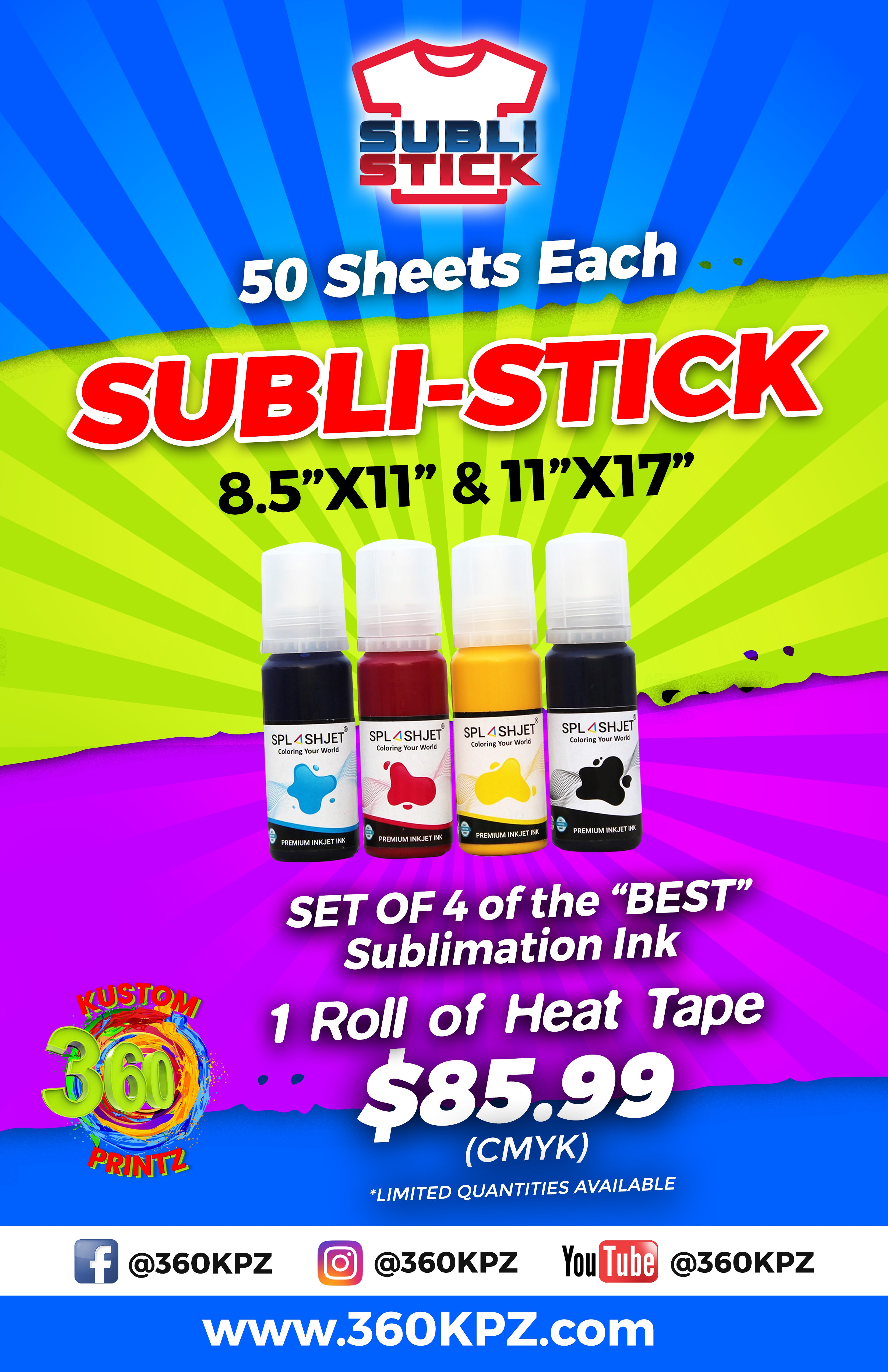 KIT A-SUB Sublimation Paper 8.5x11 + Sublimation Mouse Pad + Sublimation  Tape